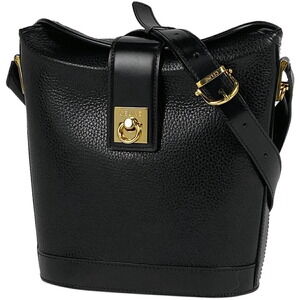 Celine logo shoulder bag leather black